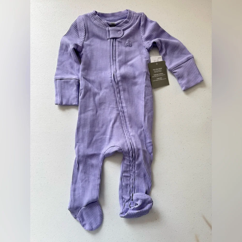 GAP Baby First Favorites‎ Footed One-Piece Warm Violet Ribbed NWT 0-3M Zipper